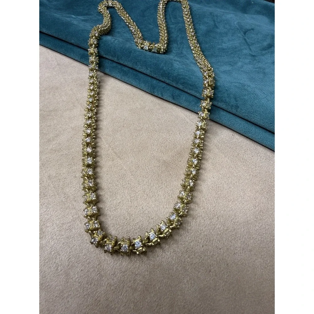 Gold‎ Tone Tennis Necklace Crystal Rhinestone